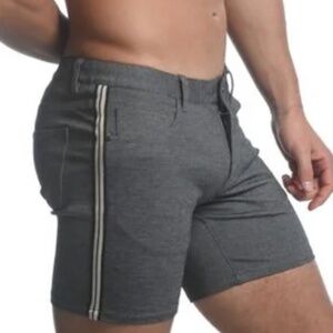ST33LE GREY 5" STRETCH KNIT JEANS SHORTS WITH SIDE TAPE